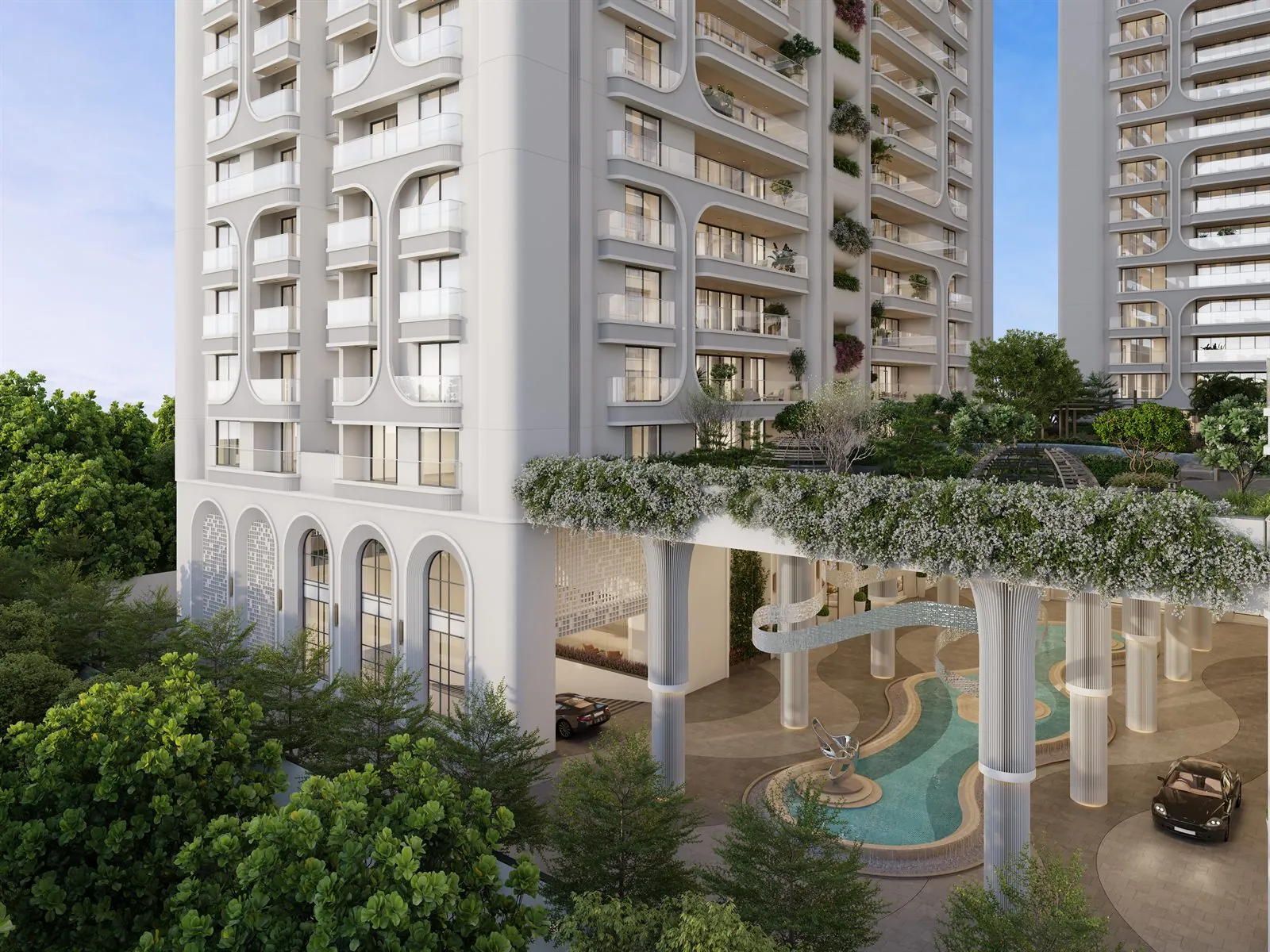 The podium garden and water court