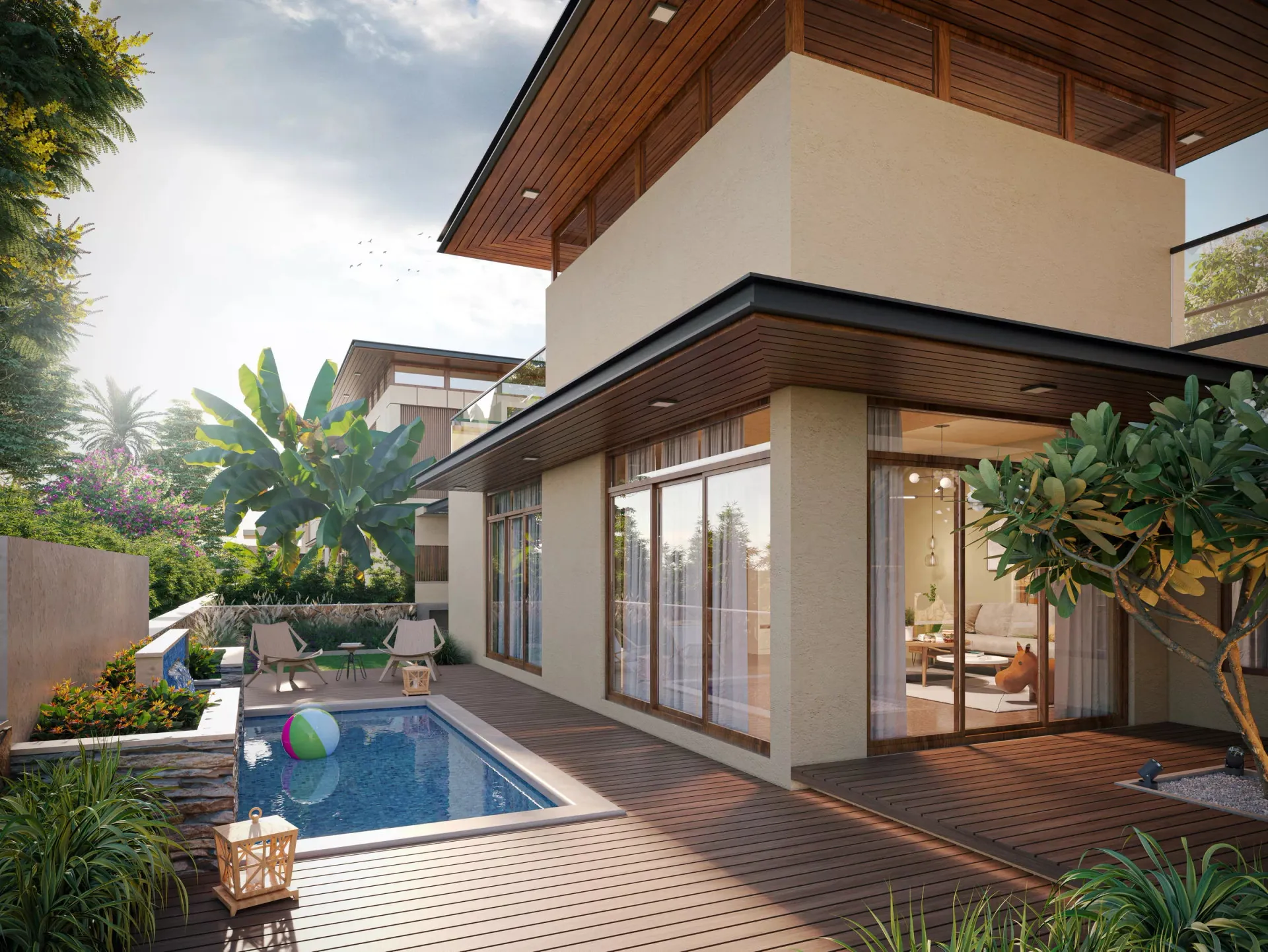 A villa’s private backyard pool