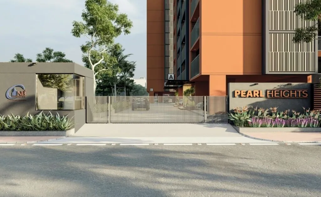 The Pearl Heights entrance gate and nameplate