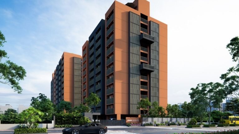 The Pearl Heights towers from the street
